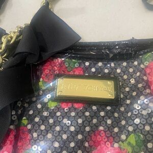 Betsy Johnson Large Rose Sequin Handbag
